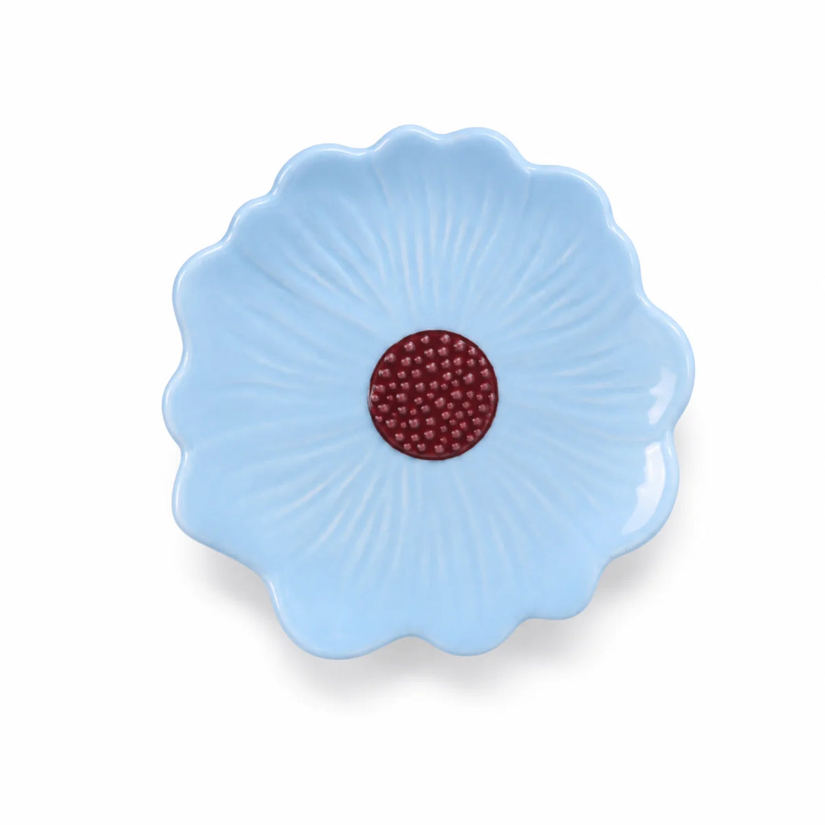 Flower Trinket Dish - Blue with Burgundy Centre