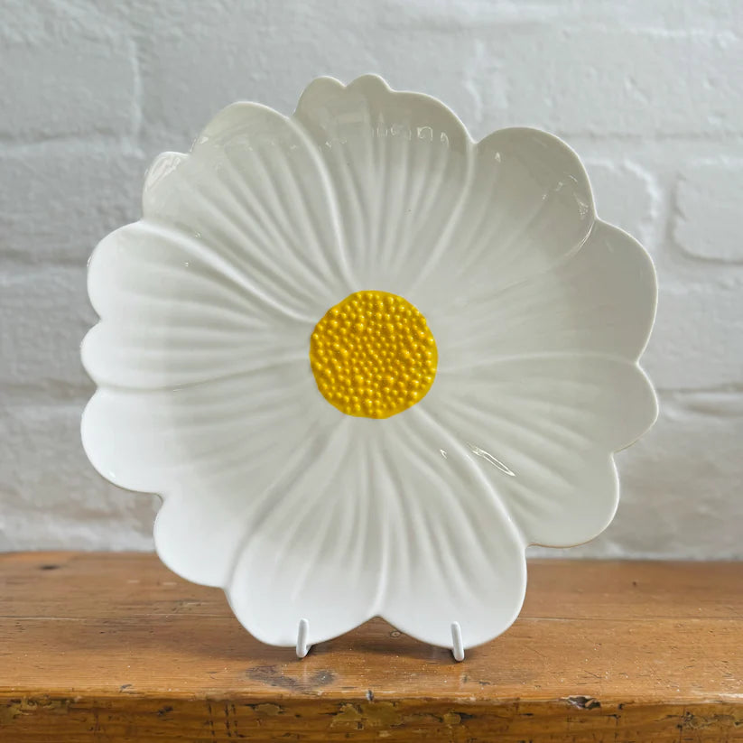 Flower Plate - White and Yellow - Large