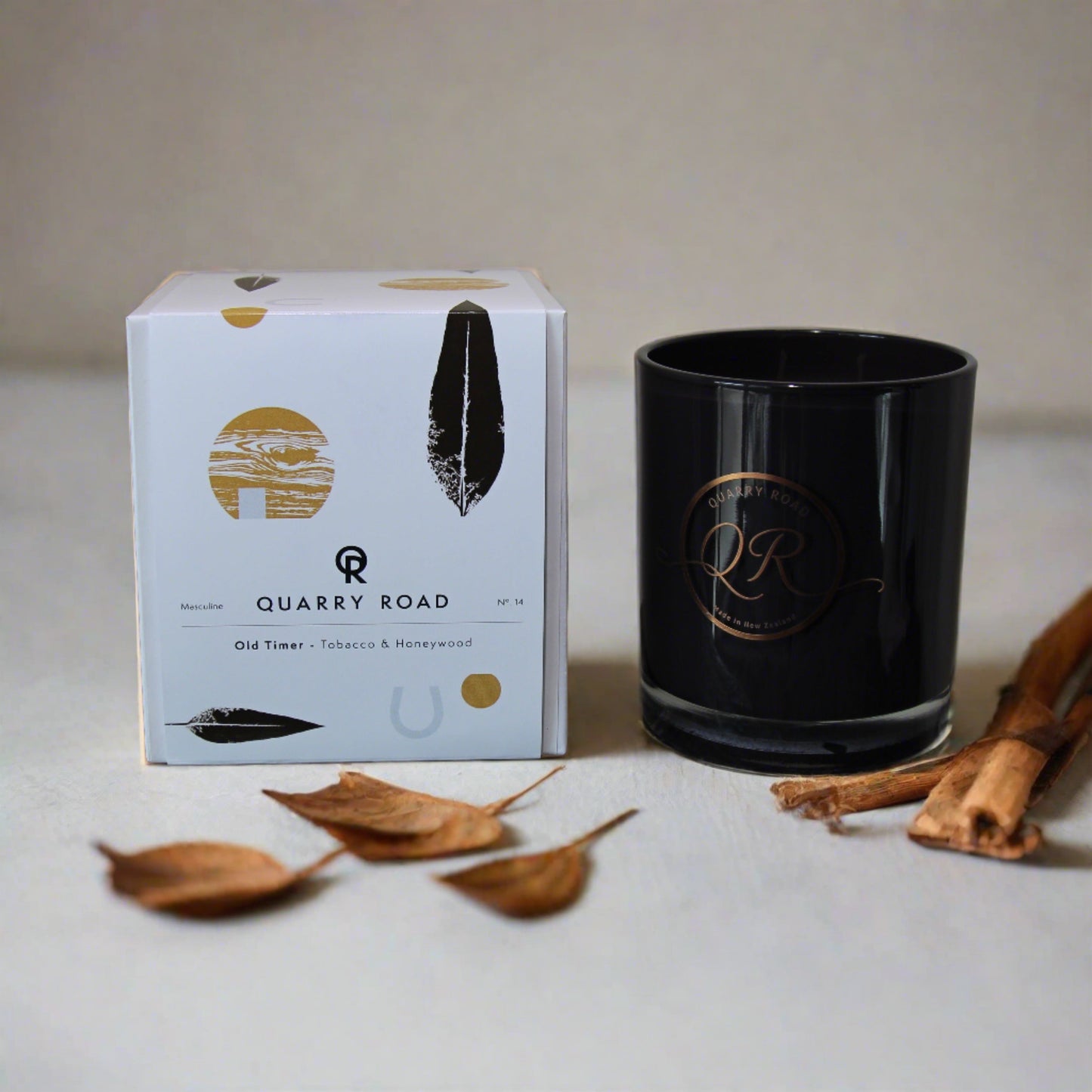 Quarry Road scented candle hand poured in NZ. OLD TIMER. Masculine scent of tobac, oranges, manderin, musk and caramel. Very good old timer candle. $39.99