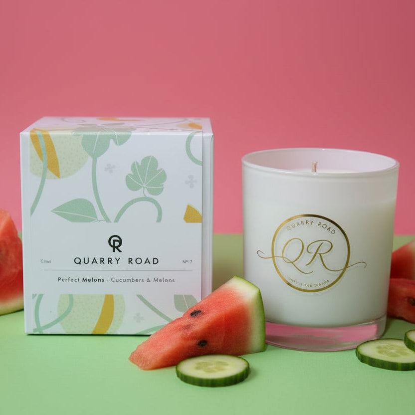 Quarry Road scented candle. PERFECT MELONS. Lovely fragrance of cucumbers and melons invigorating and refreshing. $39.99