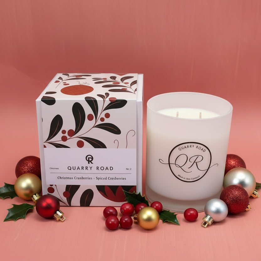 Christmas Cranberries candle made by Quarry Road Candles, New Zealand.