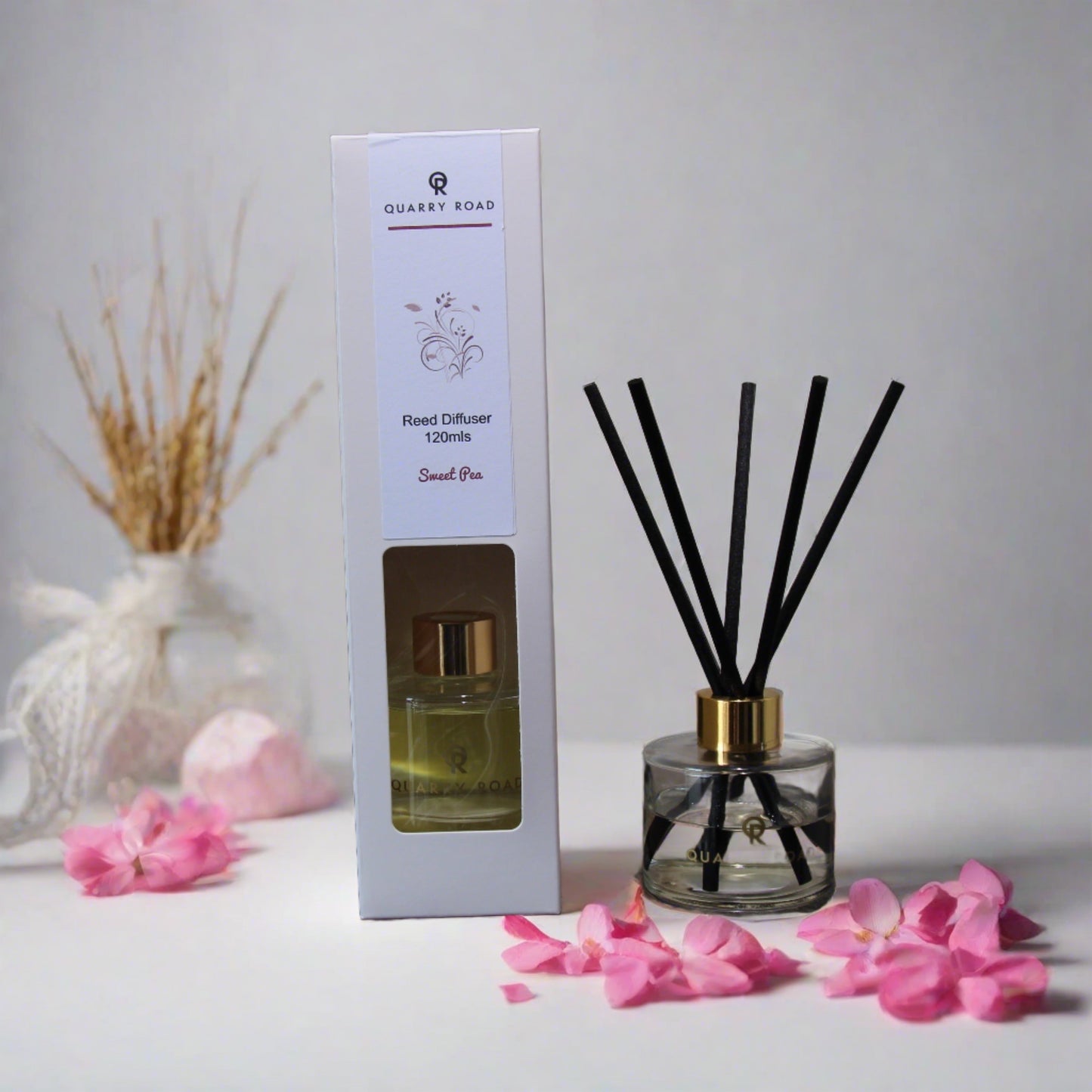 SWEET PEA. Reed diffuser by Quarry Road. Uplifting fragrance of sweet pea and jasmine, lovely. $34.95,