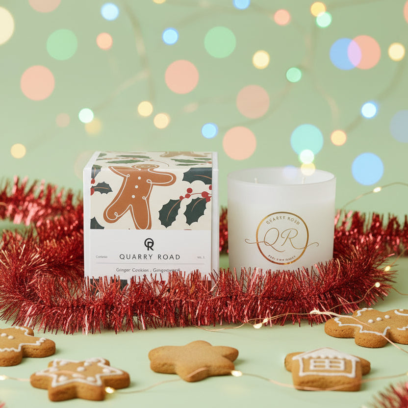 Quarry Road scented candle. Ginger Cookies fragrance that brings back the aroma of freshly baked ginger kisses and gingerbread. Great gift. $39.99