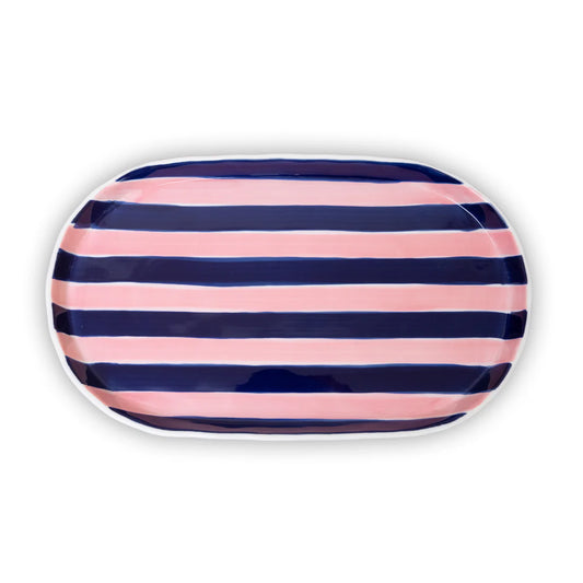Platter - Pink & Navy Stripes (Local Delivery Only - Southland)