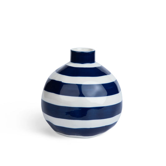 Round Bud Vase - Classic Blue Stripe