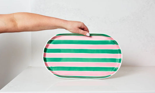 Platter - Pink & Green Stripes - (Local Delivery Only - Southland)