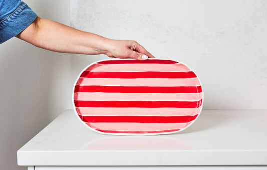 Platter - Pink & Red Stripes (Local Delivery Only - Southland)