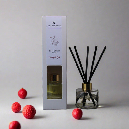 Quarry Road reed diffuser. HARAJUKU GIRL. A delicate fragrance made from  black tea leaves infused with the sweet exotic scent of the lychee fruit. $34.95