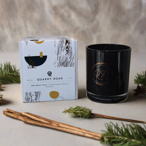 Quarry Road scented candle. MAN ABOUT TOWN. Delightful masculine fragrance of frankincense and myrrh. $39.99