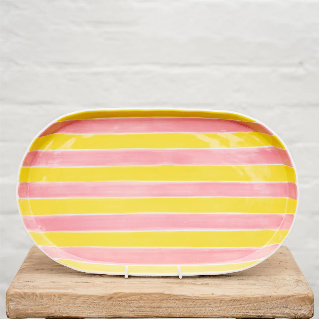 Platter - Pink & Yellow Stripe - (Local Delivery Only - Southland)