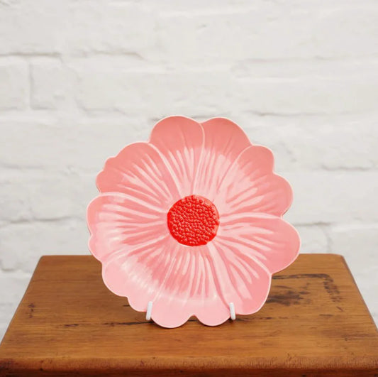 Flower Plate - Pink and Red - Small