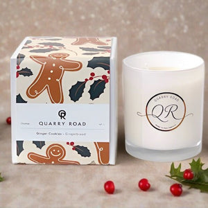Quarry Road scented candle. Ginger Cookies fragrance that brings back the aroma of freshly baked ginger kisses and gingerbread. Great gift. $39.99